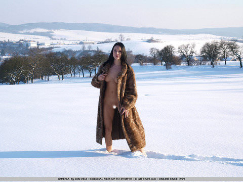 【外人】真っ白な雪原でお披露目する北欧美女の露出ヌードポルノ画像 1417